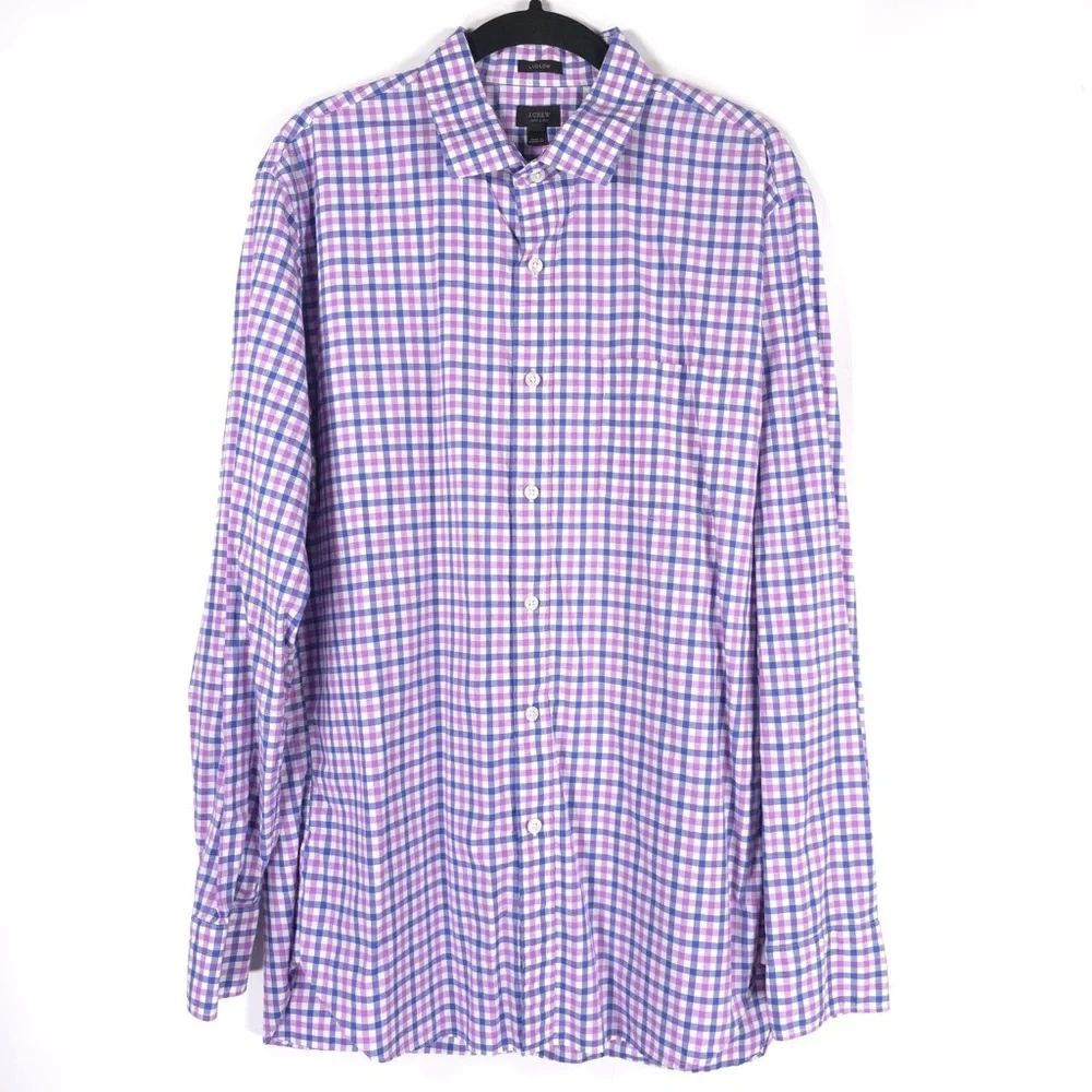 J.CREW 120’s 2 PLY LUDLOW Plaid Multi Long Sleeve Button Up Shirt Cotton LARGE‎